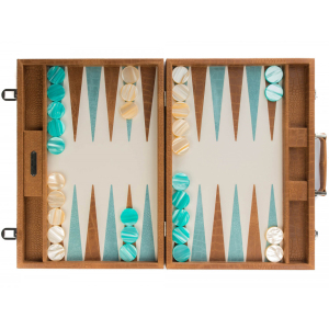 Exclusive backgammon set "Alain" made of leather, beige